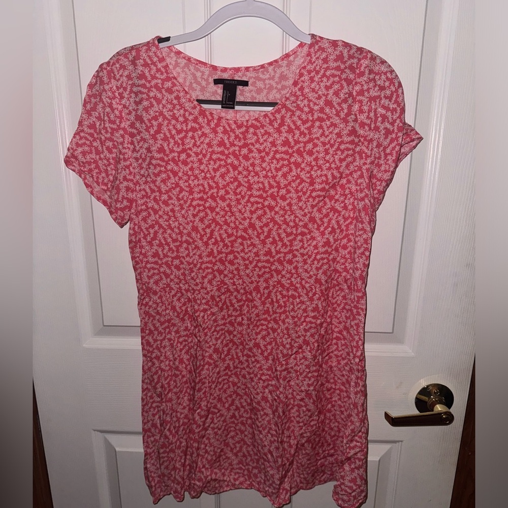 Forever 21 pink and white floral babydoll dress